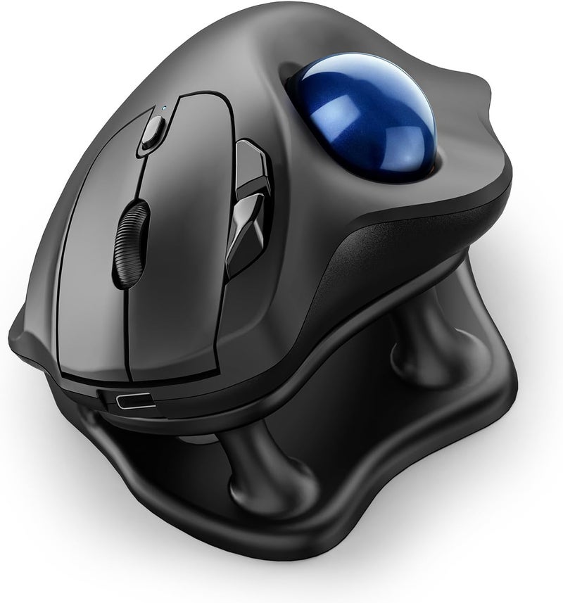 Nulea M511 Wireless Trackball Mouse, Rechargeable Ergonomic Thumb-Control Mouse with Tilt Stand, Smooth & Precision Tracking, 3 Device Connection (Bluetooth or USB Receiver), for PC/Mac/Laptop-Blue - Image 1